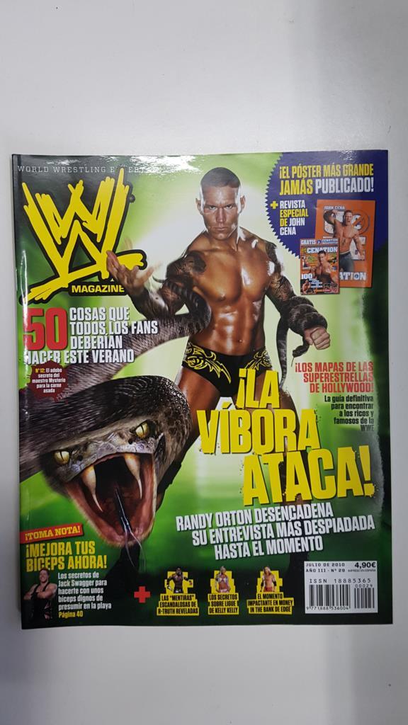 Revista lucha libre: WWE Magazine año III num 29, julio 2010. No incluye poster. Artículo sobre Randy Orton la Vibora entre otros