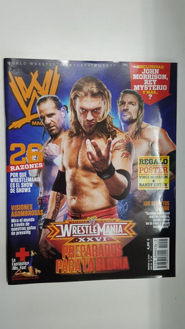 Revista lucha libre: WWE Magazine año III num 25, marzo 2010. Regalo poster Vince McMahon + Randy Orton. Exclusivas John Morrison, Rey Misterio y mas