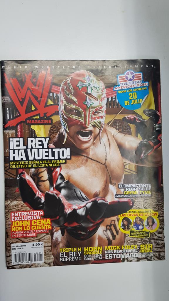 Revista lucha libre: WWE Magazine año I num 5, julio 2008. Las divas de la ECW. Poster Rey Misterio