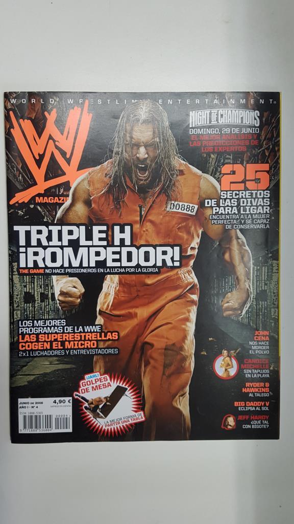 Revista lucha libre: WWE Magazine año I num 4, junio 2008. Poster Night of Champions. Entrevista con Iron Maiden