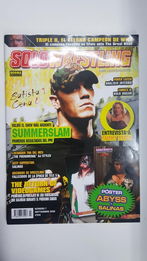 Revista lucha libre: Solowrestling numero 7, septiembre 2008. Poster Abyss + Salinas. Entrevista a Tammy Sytch, Conoce a Hulk Hogan