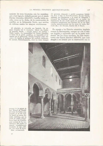 LAMINA HISTORIA 26309: Interior de la iglesia de San Miguel de Escalada