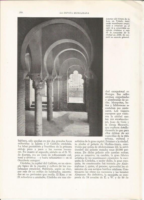 LAMINA HISTORIA 26300: Interior del Cristo de la Luz, Toledo