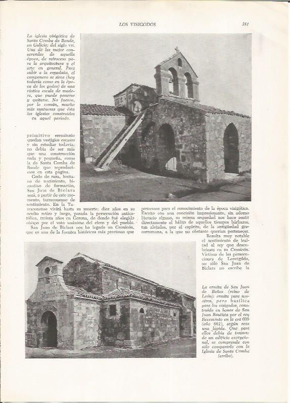 LAMINA HISTORIA 26296: Iglesia de Santa Comba de Bande y la ermita de San Juan de Baños