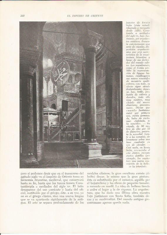 LAMINA HISTORIA 26285: Interior de Santa Sofia, Estambul