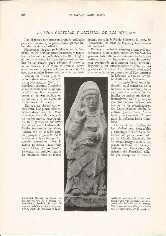 LAMINA HISTORIA 26227: Escultura iberica del Cerro de los Santos