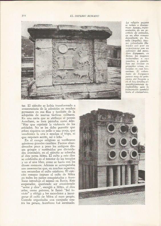 LAMINA HISTORIA 26270: Altar romano y columbario