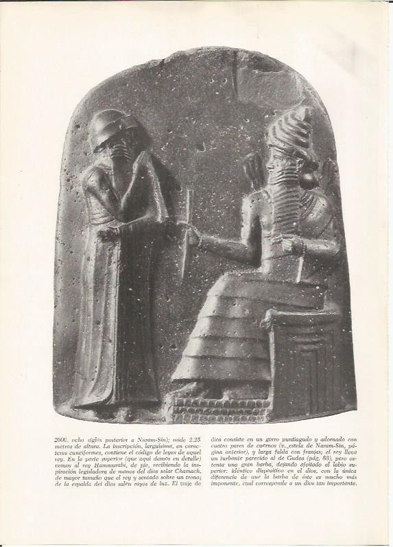 LAMINA HISTORIA 26172: Parte superior de la estela del Codigo de Hammurabi