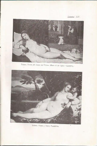 LAMINA 26838: Venus del duque de Urbino y Venus y Amor, por Tiziano