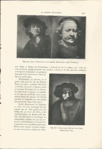 LAMINA 26948: Autorretratos de Rembrandt y Retrato de un Rabi