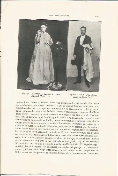 LAMINA 26978: La dama de la cotorra, por Manet y Un retrato, por Whistler