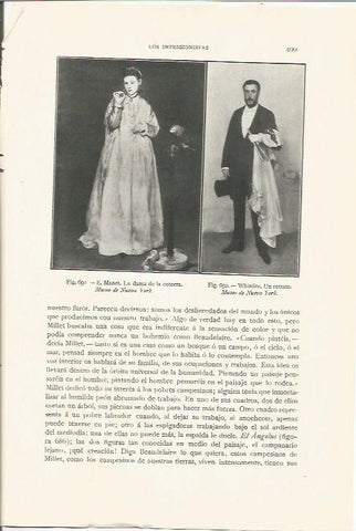 LAMINA 26978: La dama de la cotorra, por Manet y Un retrato, por Whistler