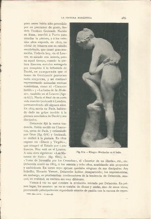 LAMINA 26973: Muchacha en el baño, por Klinger