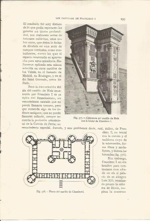 LAMINA 26873: Chimenea del castillo de Blois y planta del castillo de Chambord