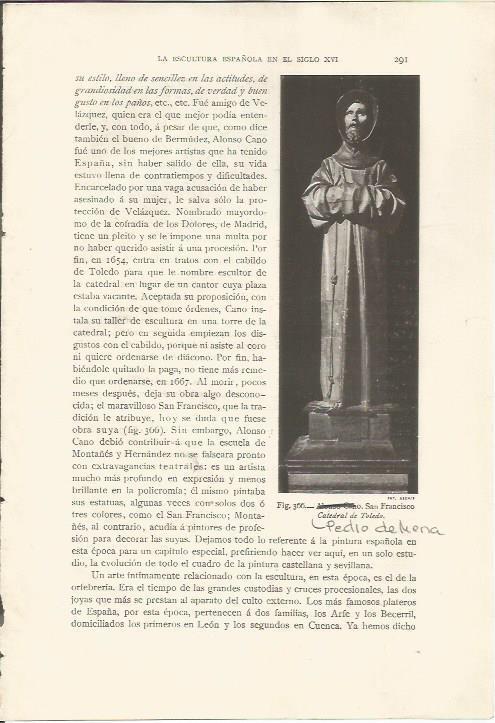LAMINA 26868: Escultura de San Francisco en la catedral de Toledo