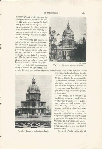 LAMINA 26908: Iglesia de la Sorbona e iglesia de los Invalidos, Paris
