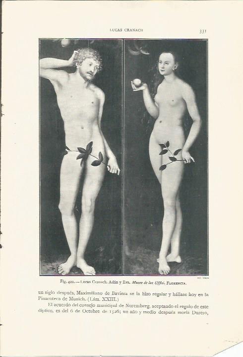 LAMINA 26892: Adan y Eva, por Lucas Cranach