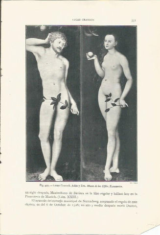 LAMINA 26892: Adan y Eva, por Lucas Cranach