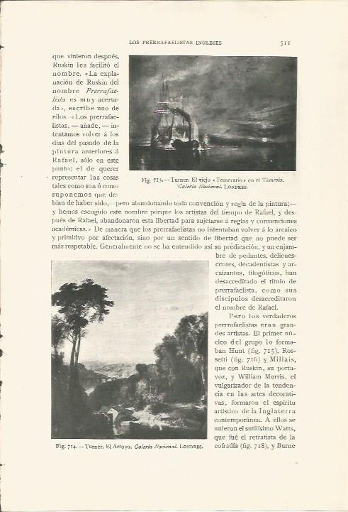 LAMINA 26982: Temerario en el Tamesis, por Turner el Viejo  y El Arroyo, por Turner