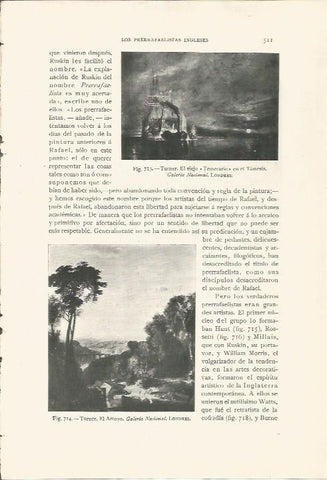 LAMINA 26982: Temerario en el Tamesis, por Turner el Viejo  y El Arroyo, por Turner