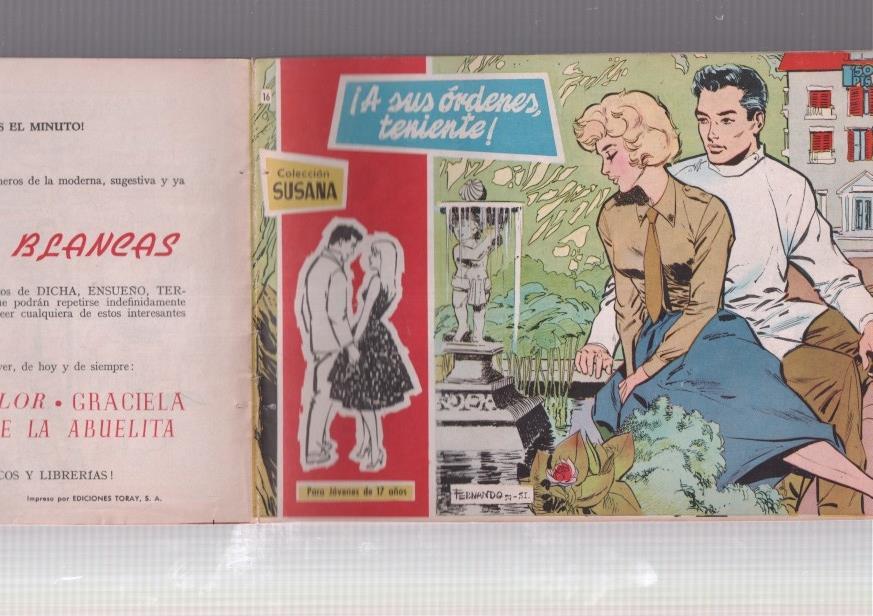 Susana numero 016: A sus ordenes teniente (numerada 1 en trasera) 