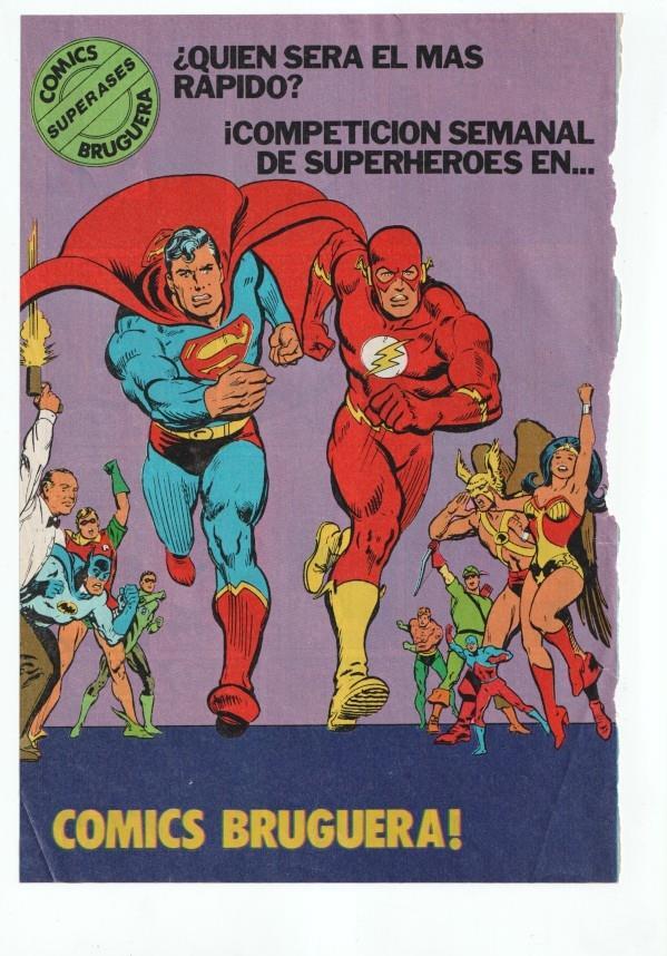 Bruguera: pagina publicitaria de Comics superheroes Bruguera con Superman y Flash