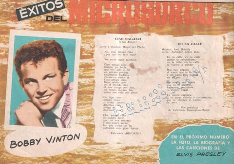 Serenata numero 238: trasera cancionero y foto de Bobby Vinton (garabatos en trasera segun imagen)