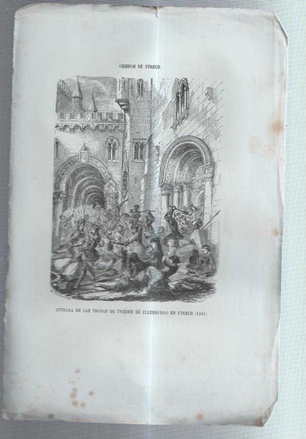 Lamina numero 02: Los Heroes y las maravillas del mundo: entrada tropas de Zweder en Culemburgo (utrech 1424)