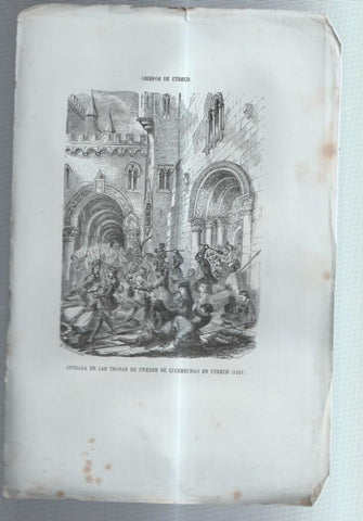 Lamina numero 02: Los Heroes y las maravillas del mundo: entrada tropas de Zweder en Culemburgo (utrech 1424)