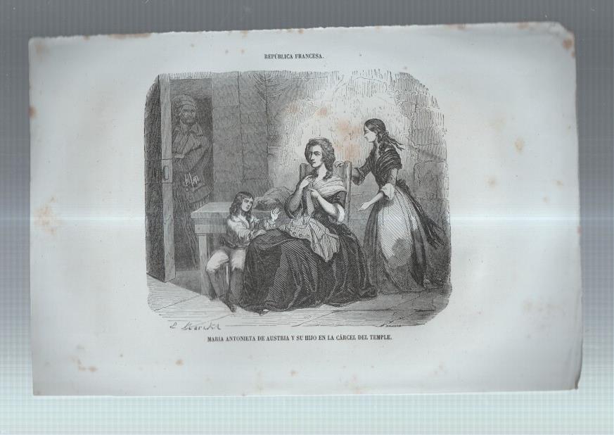 Lamina numero 25: Los Heroes y las maravillas del mundo: Maria Antonieta y su hijo en la carcel del Temple