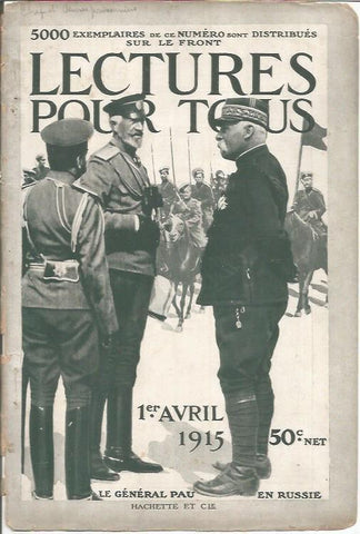 LAMINA 27298:Portada de la revista Lectures pout tous , 1 abril 1915