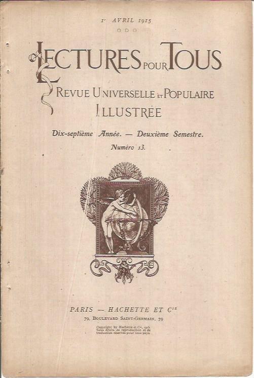 LAMINA 27303: Interior de portada de Lectures pour tous numero 13 de 1 de abril de 1915