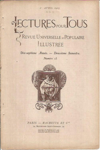 LAMINA 27303: Interior de portada de Lectures pour tous numero 13 de 1 de abril de 1915