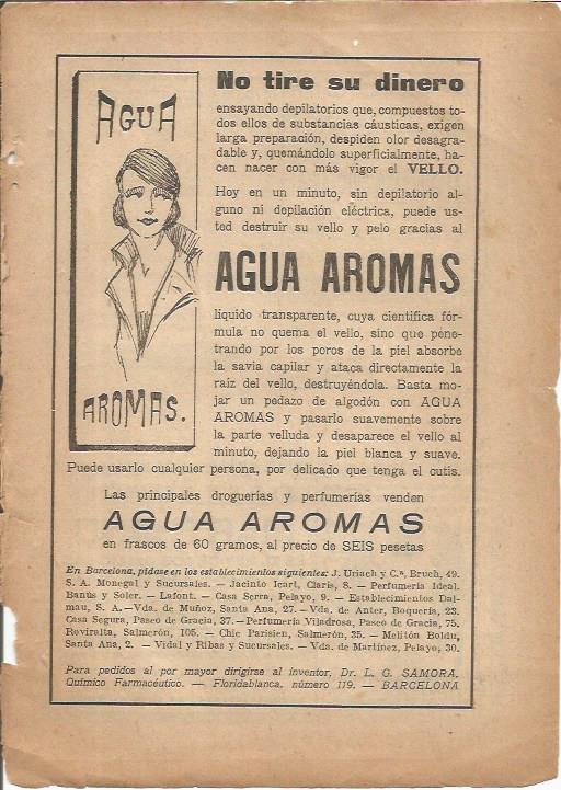 LAMINA 27191: Publicidad de Agua Aromas del Dr. L.G. Samora de Barcelona