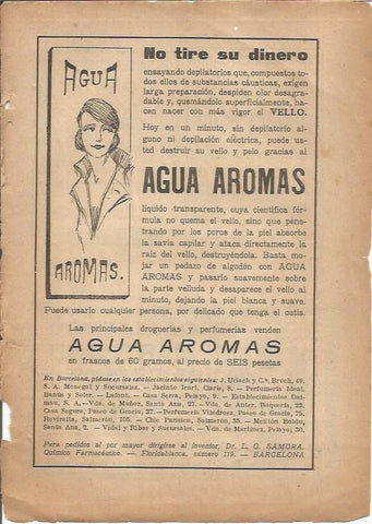 LAMINA 27191: Publicidad de Agua Aromas del Dr. L.G. Samora de Barcelona