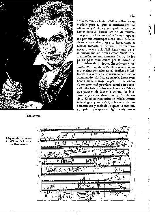 LAMINA 28272: Beethoven y pagina de la sonata Claro de Luna