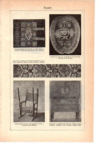 LAMINA 39054: Muebles y casulla de arte español