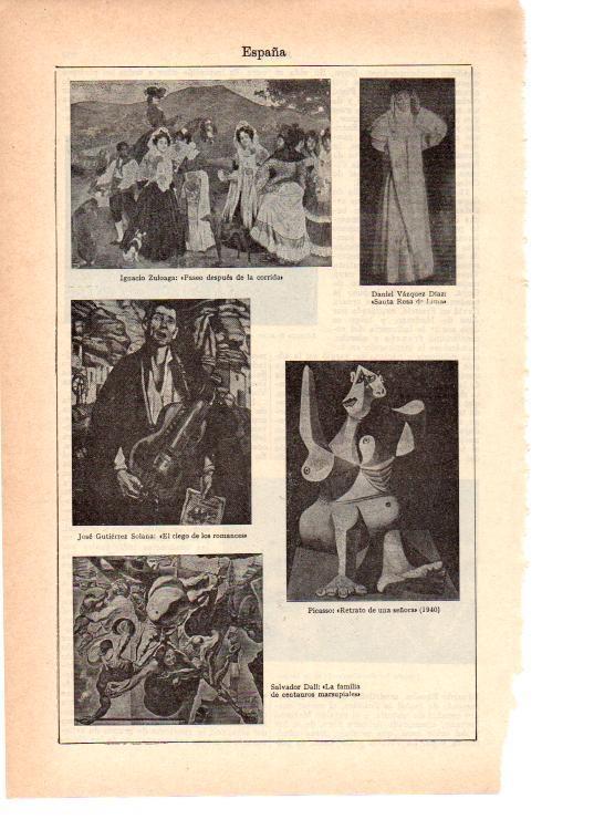 LAMINA 39051: Pinturas por Zuloaga, Picasso, Dali, Gutierrez Solana y Daniel Vazquez