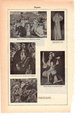 LAMINA 39051: Pinturas por Zuloaga, Picasso, Dali, Gutierrez Solana y Daniel Vazquez