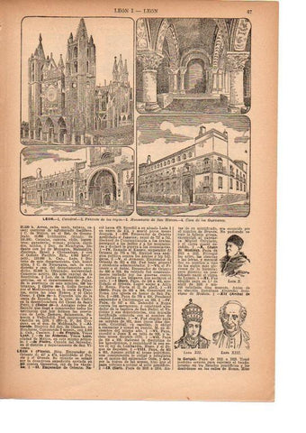 LAMINA 39088: Catedral, Panteon de los Reyes, Casa de los Guzmanes y Monasterio de San Marcos en Leon