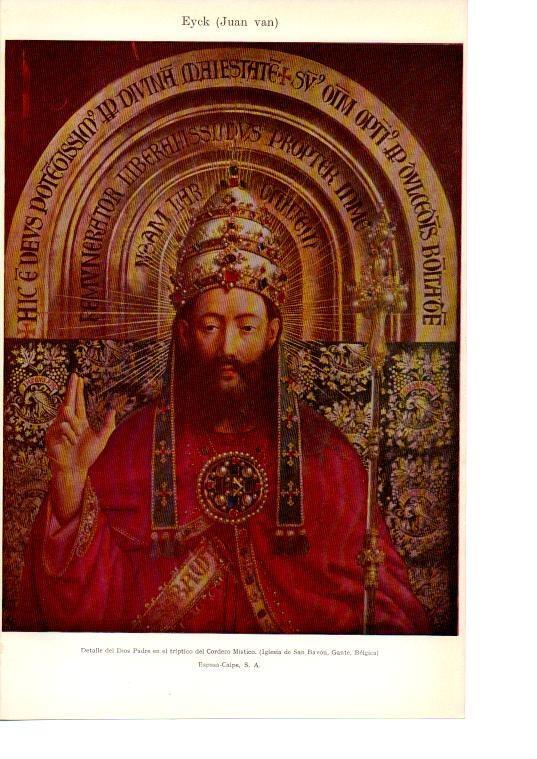 LAMINA 39074: Detalle del Dios Padre del Cordero Mistico, por Van Eyck