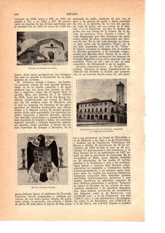 LAMINA 39036: Parador de turismo de Gredos, ayuntamiento de Guernica y escudo de España