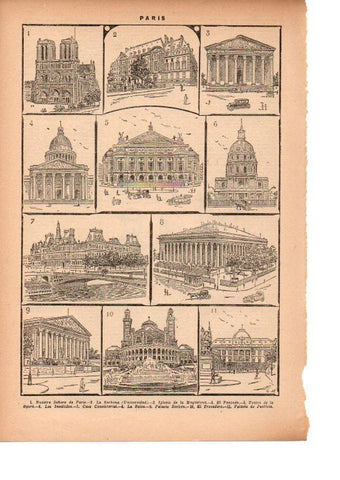 LAMINA 39182: Dibujos de edificos de Paris
