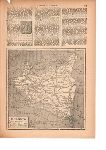 LAMINA 39199: Mapa y escudo de Polonia
