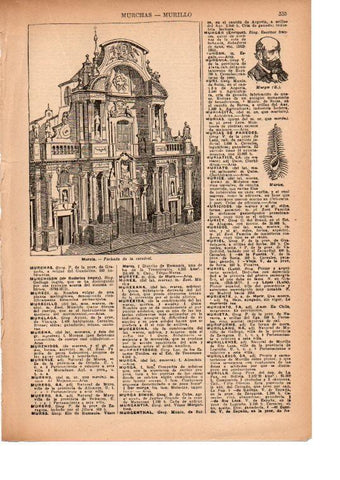 LAMINA 39145: Dibujo de la fachada de la catedral de Murcia