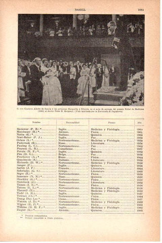 LAMINA 38791: Los reyes de Suecia en los premios Nobel de Medicina de 1960