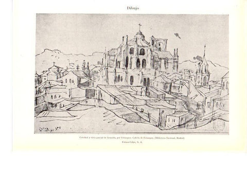 LAMINA 38955: Catedral y vista parcial de Granada, por Velazquez