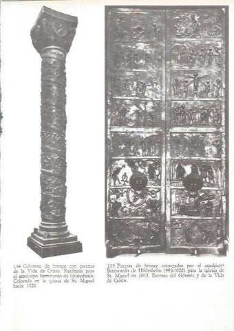 LAMINA V02586: Columna y puerta de bronce realizadas para el arzobispo Bernwardo de Hildesheim. Iglesia de Saint Miguel
