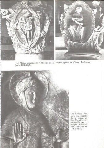 LAMINA V02598: Capiteles de la tercera iglesia de Cluny y relieve torre oriental reconstruido por el obispo Friedrich von Meissen