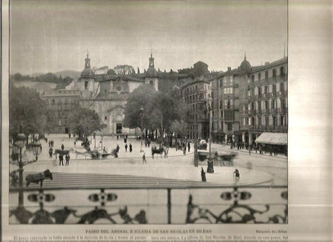 LAMINA V02657: Paseo del Arenal e iglesia de San Nicolas en Bilbao